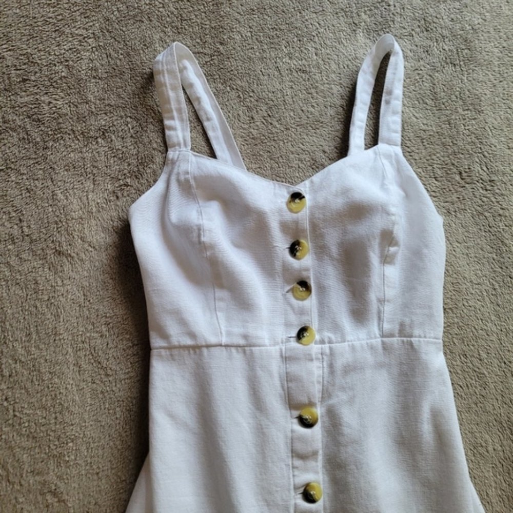 Japna white cotton linen blend button front dress size medium - Picture 4 of 11